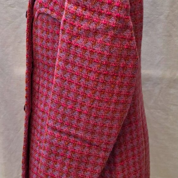 VINTAGE HAND STITCHED DOUBLE-BREASTED WOOL FEEL PINK COAT. WOMENS SMALL - Picture 4 of 16